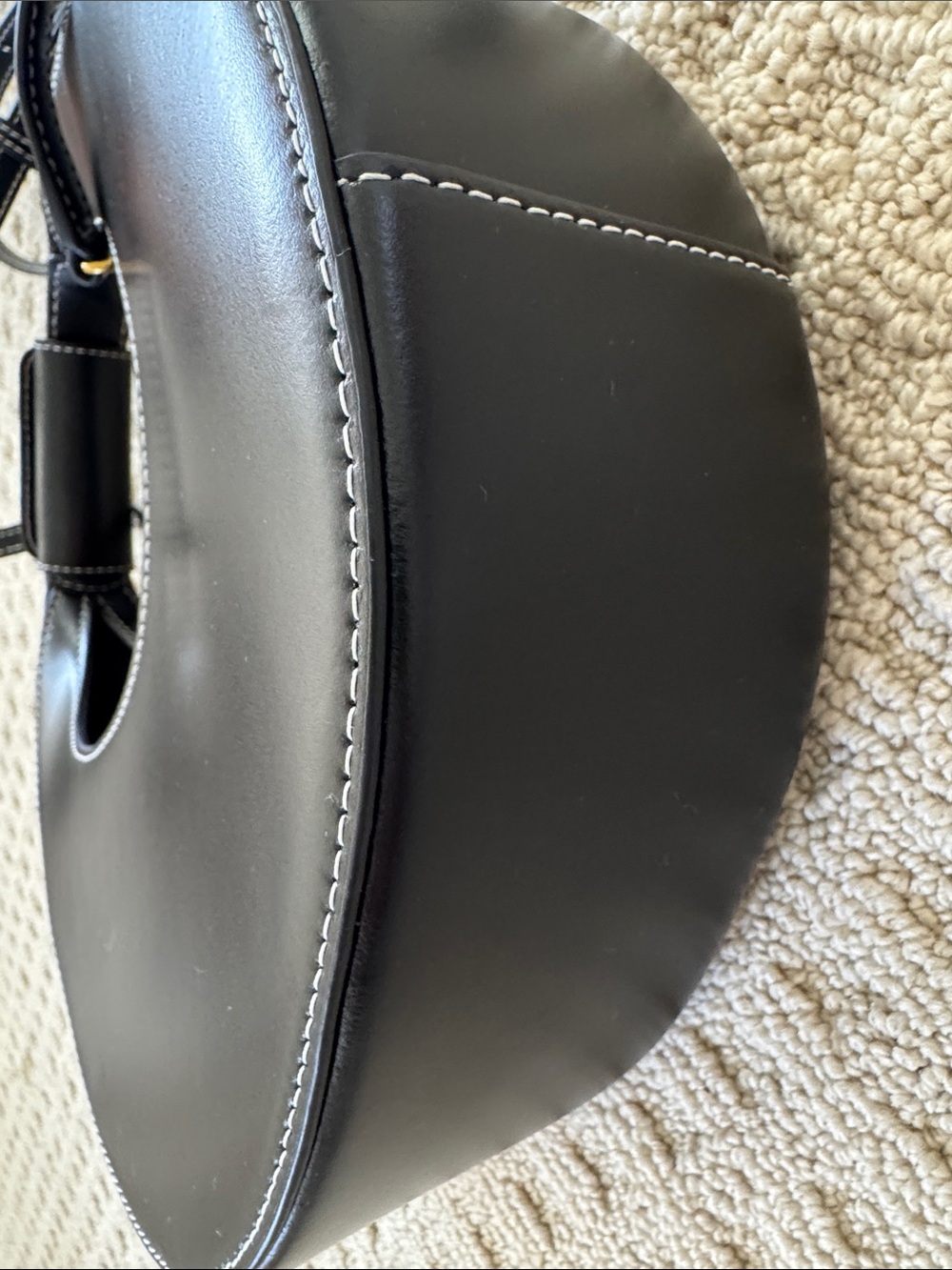 STAUD Black Leather Moon Bag with Gold Hardware Detachable Strap - Picture 7 of 9